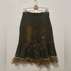vintage brown denim skirt